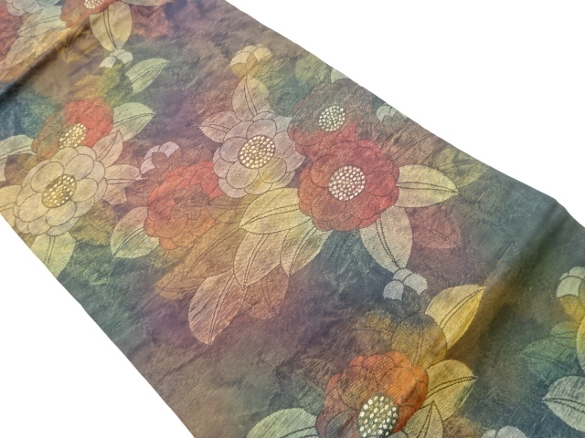 花葉模様織出し名古屋帯